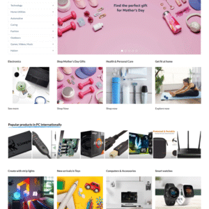 Website design for selling products on Amazon, eBay, and Alibaba